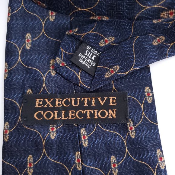 Executive Collection Men 100% Silk Tie Blue Size 58x4 - NWOT - Picture 4 of 6